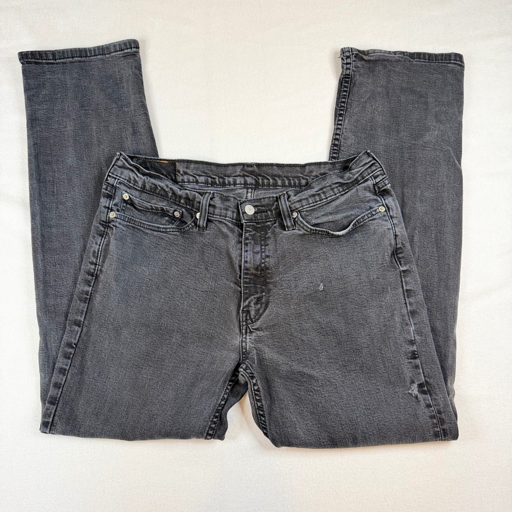 Levis 514 Straight Fit Jeans Mens 36x33 Faded Black Denim Pants 0314